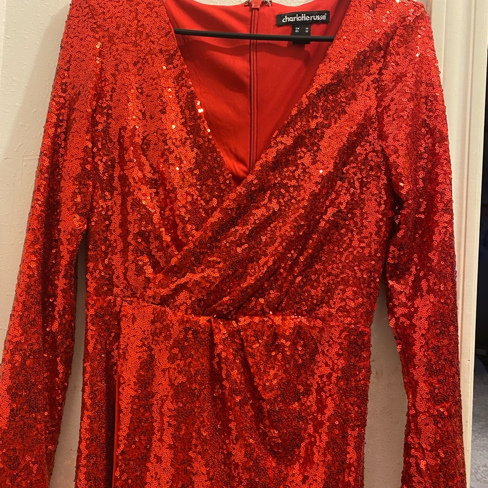 Red sequin dress